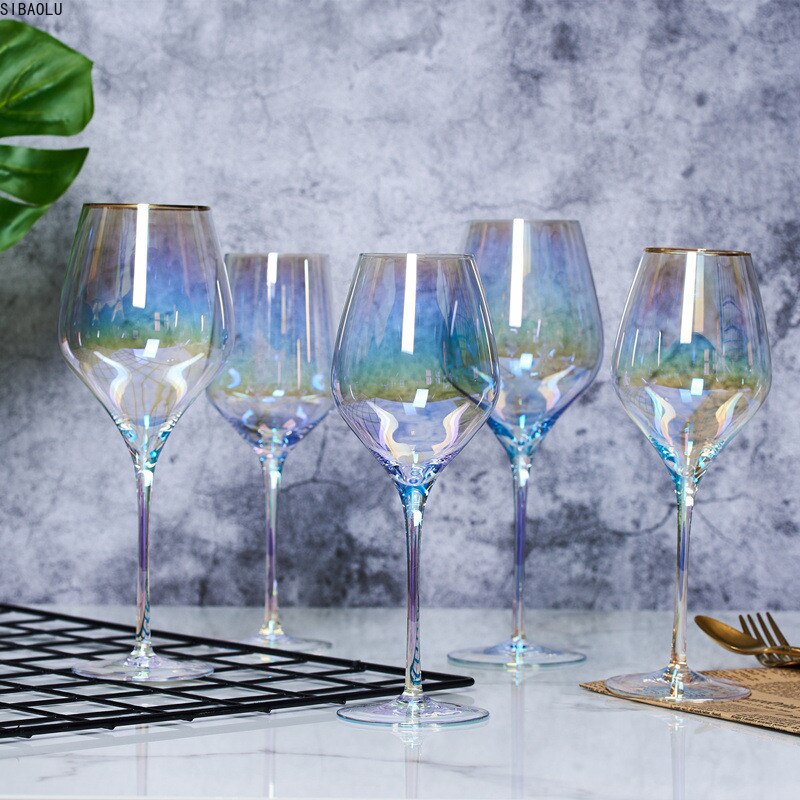 Regenboog Beker Gekleurde Wijn Glazen Ion Plated Bril Party Glas Een Verscheidenheid Van Stijlen Kleurrijke Crystal Champagne Glazen