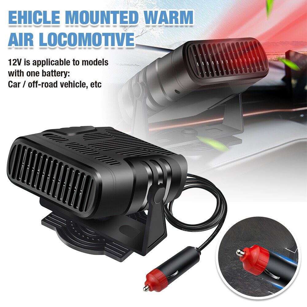 Auto Verwarming en Ontdooier Draagbare 12V 150W Elektrische Raam Voorruitverluchting Heater Verwarming Droger Ventilator Ontdooier 360 Graden Roterende (Zwart grijs