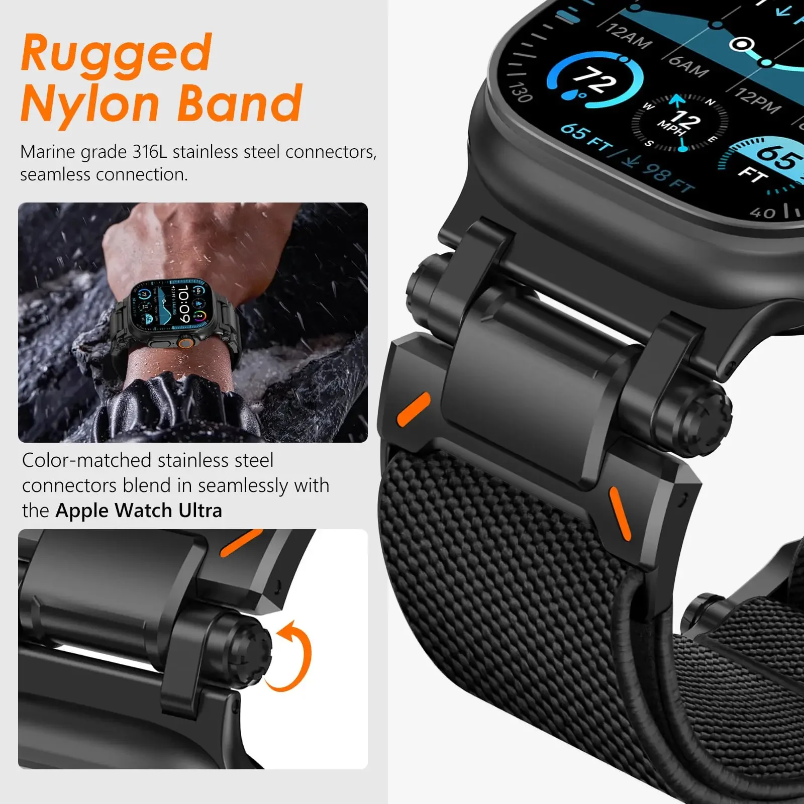 Bracelet de Sport blindé pour Apple Watch Ultra2, 49mm 46mm 45mm 44mm 42mm, métal et Nylon, Correa iWatch série 10 9 8 7 6 5 4