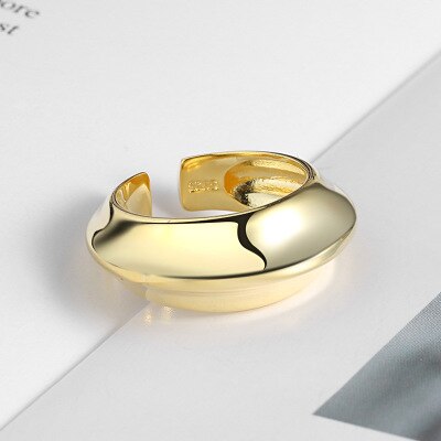 Huanzhi Geometrische Ovale Onregelmatige Curve Glossy Eenvoudige Lijn Persoonlijkheid Verstelbare Opening Ring Voor Vrouwen Partij Sieraden: G