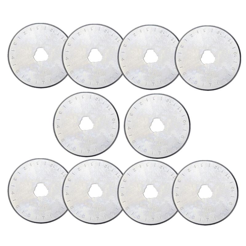 10Pcs 45mm Rotary Cutter Replacement Blades Cloth Circular Cutting Blades Sewing Cutter Silver