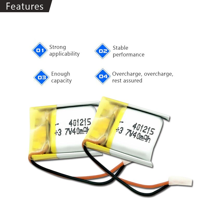 5-100Pc 3.7V Lipo Cellen 401215 40Mah Lithium Polymer Oplaadbare Batterij Voor MP3 MP4 Gps Bluetooth speaker Headset Selfie Stok