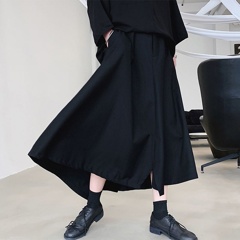 Stijlvolle heren casual broek knoop joggers effen wijde pijpen -kruis broeken losse rokken pantalon streetwear s -5xl incerun