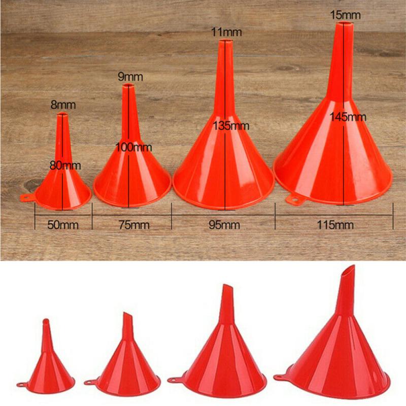 4Pcs Set Multi Gebruik Trechter Huishoudelijke Keuken Garage Vloeibare Benzine Trechter Kits Rood 2 "3" 4 "5" Vultrechter TXTB1