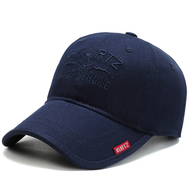 Brief Een Kurtz Borduren Hip-Hop Baseball Cap Mannen En Vrouwen Koreaanse Outdoor Sport Zomer Zonnehoed Verstelbare elastische Vader Hoed: navy