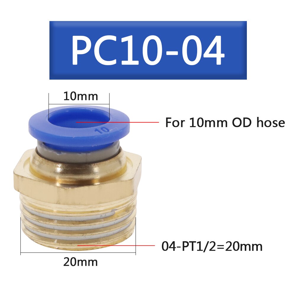 50Pcs Pneumatic Fitting Tube Connector Fittings Air Quick Water Pipe Push In Hose Quick Couping PC4-01 PC6-02 PC8-02: 50Pcs-PC10-04