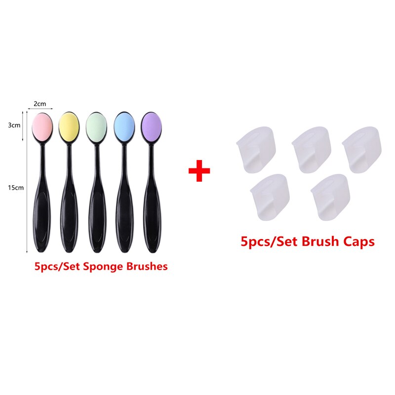 Pinceaux de mélange en éponge lisse avec bouchons, Kit plat pour dessin, peinture, cartes de Scrapbooking, outil de mélange d'encre, 5 pièces: Brushes With Cap