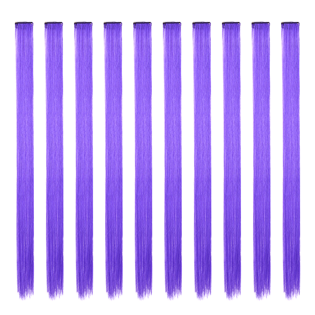 Synthetische 10 Stuks Steil Hair Extensions Clip In Haarstukjes 22 Inch Hightlight Kleurrijk Haar Voor Vrouwen Feest Cosplay