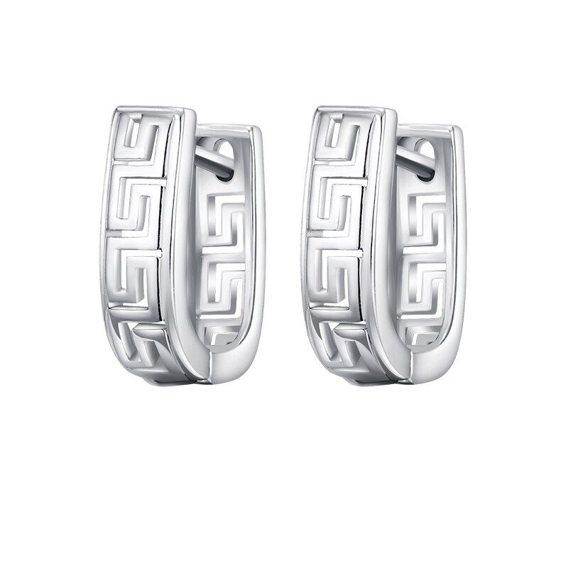 Einfache Gold Silber Farbe Zucht Ohrringe für Frauen Aushöhlen Metall Kupfer Geometrische Ohrringe Kleine Ohrringe: Silber-