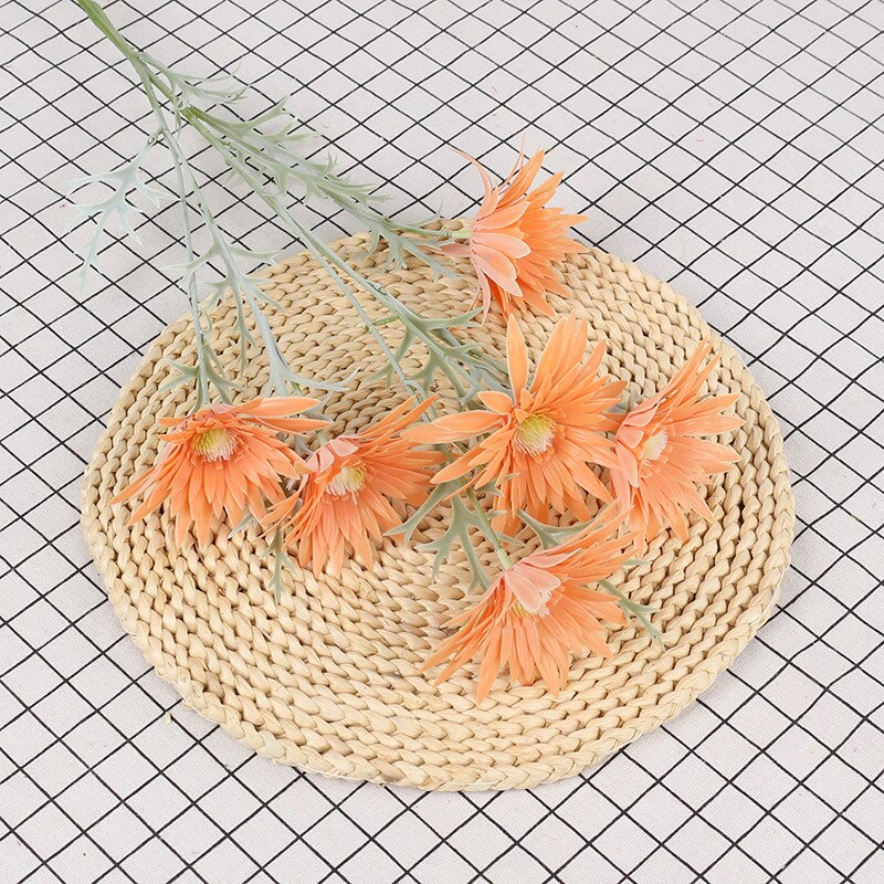 Muovi gomphrena globosa krysanteemi kevät gerbera jäljitelmä kukat häät olohuoneen koristelu silkkikukka kodin kaluste: Vaalean oranssi