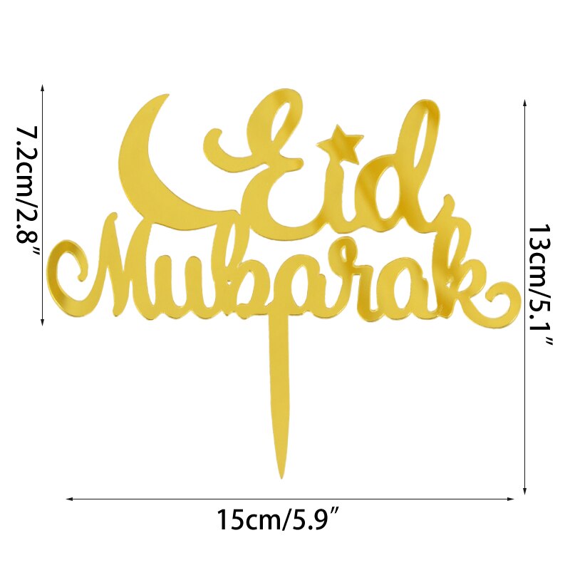 Eid Mubarak Acrylic Cake Topper Gold Castle Moon Cupcake Topper For Hajj Ramadan Mubarak Kareem Cake Decorations Baking Supplies: E06