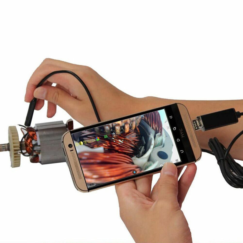 Endoskop 3 in1 inspektionsboreskop sort usb video 6 led type-c fleksibel industriel hd kamera vandtæt bærbar computer
