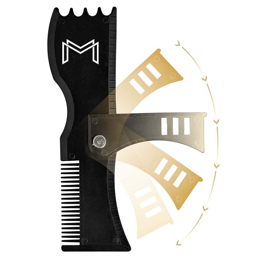 Beard Shaping Tool w/inbuilt Comb Template Guide Trimmer Ruler for Men