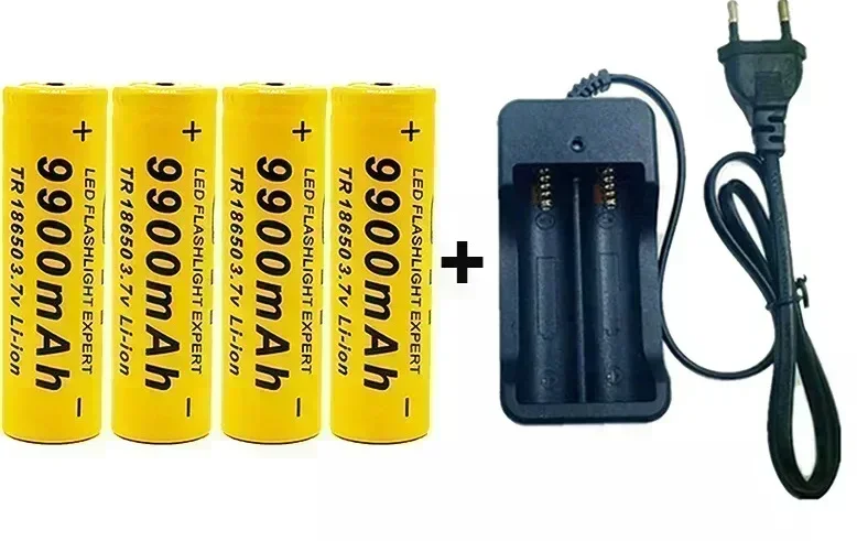 18650 batteria ricaricabile 3.7V 18650 9900Mah capacità luce portatile portato, ecc., batteria ricaricabile agli ioni di litio + caricabatterie: bianca