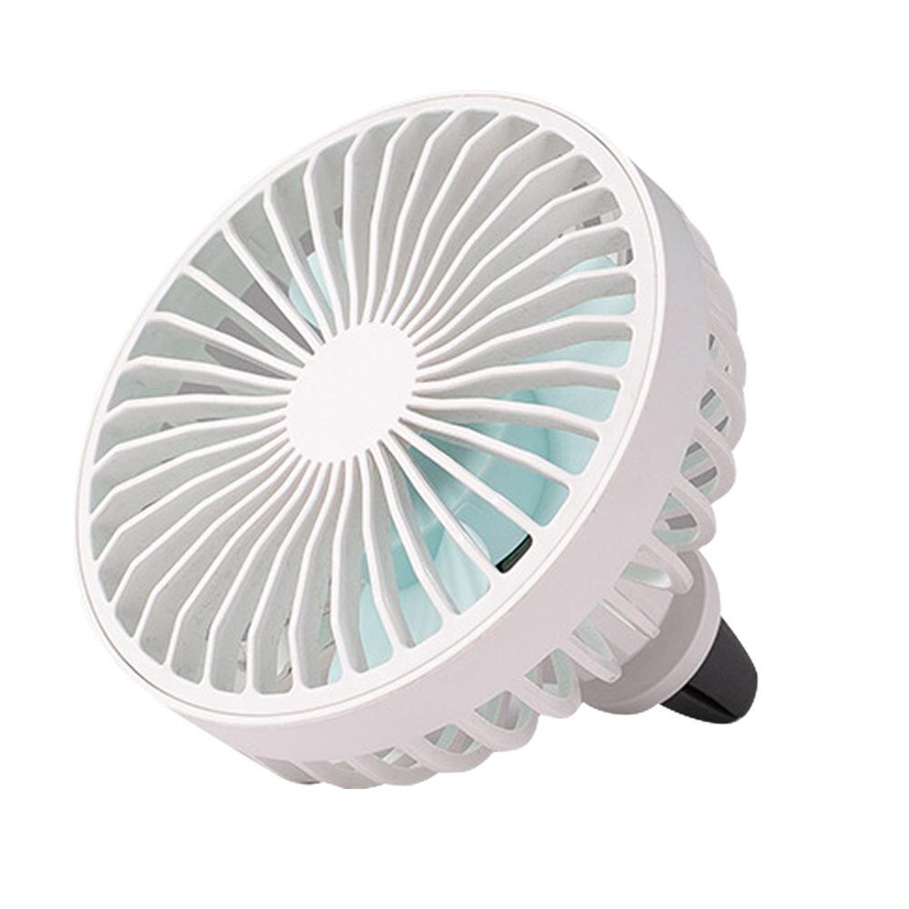 Ventilador giratorio de 360 grados para coche, luces LED de colores y potencia USB, ventilador de aire de refrigeración potente montado en la rejilla de ventilación: Blanco