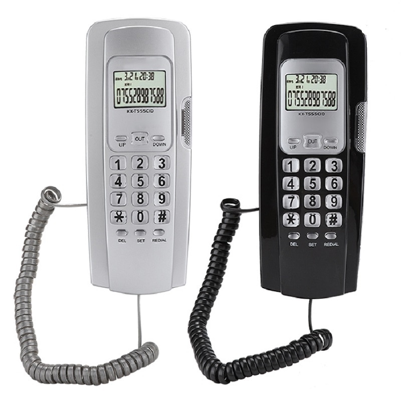 Mini Telefoon Muur Gemonteerde Telefoon Caller Id Hotel Thuis Kantoor Telefoon Dtmf/Fsk Systeem Met Lcd Display Backlight telefoon