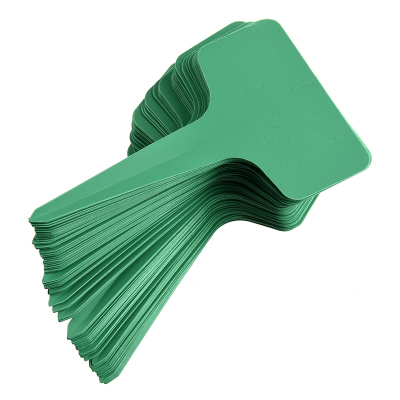 100 stk 6 x10cm plast plante t-type mærker markører børnehave etiketter (grøn)