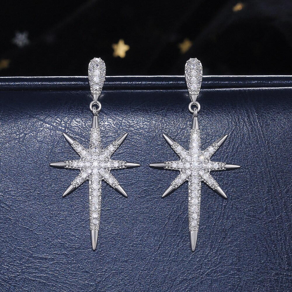 Boucles d'oreilles étoiles de luxe 925 en argent sterling pour femme bijoux anniversaire moonso  e5890