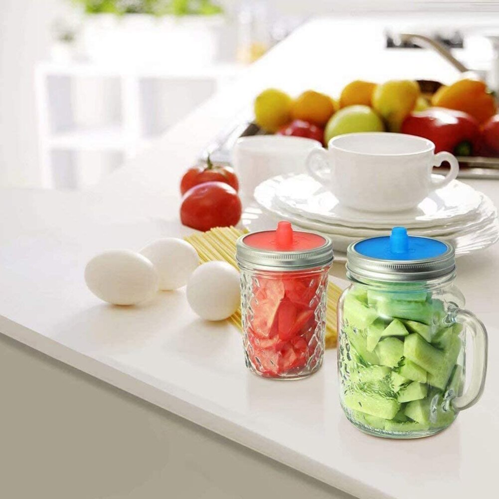 Silicone Fermenting Lids Waterless Airlock Fermentation Mason Jar Lids Kit For Wide Mouth Jars Sealed Lid Kitchen Supplies 5 PCS