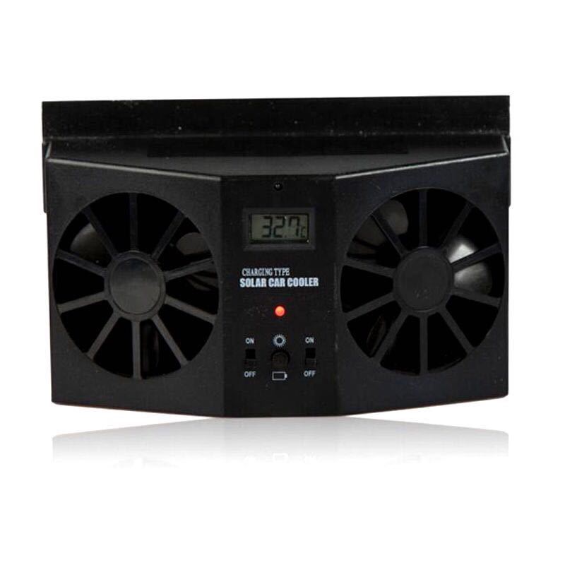 Solar- Auto Ventilator Universal- Entgiftung Desodorierung Kühlung Kühler Auspuff Fan Auto Automatische Fenster Luft entlüften Fan: zwei Teads Schwarz