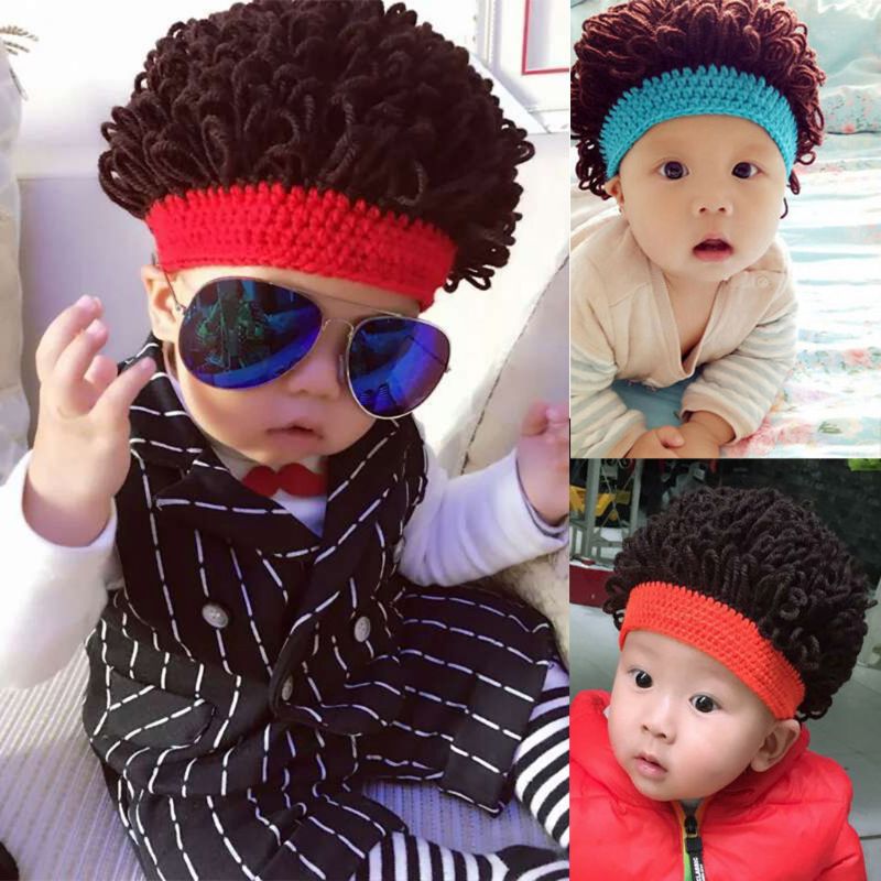 Novedad niños bebé niños pequeños peluca sombrero Cosplay apoyos de la foto de niño niña invierno peluca Afro de grandes para cabello rizado tapa 1-4T