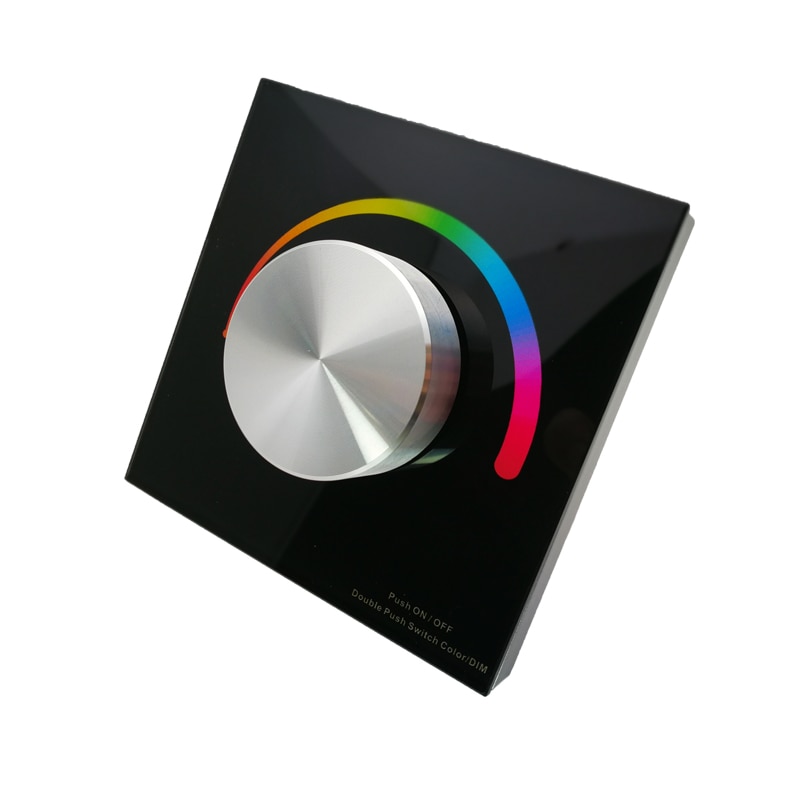 Dc 12v -24v vægmonteret manuel knappanel rgb strip controller dual 2.4 ghz og pwm signal  t3-k 144w led rgb strip controller