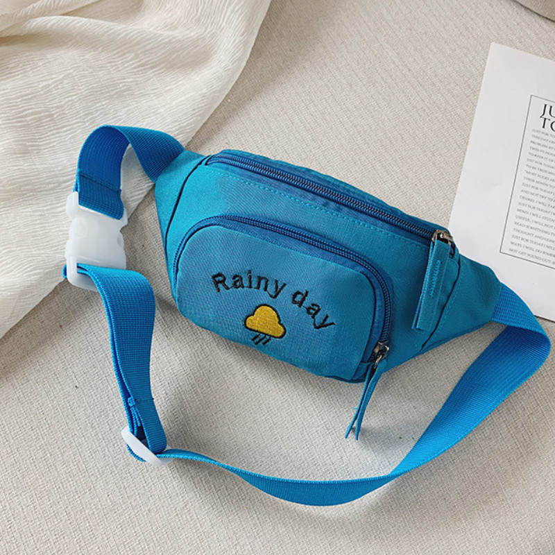 Pojke flickor rumpa väska liten storlek multifunktionell midjeväska brevmoln broderi barn små fanny packs