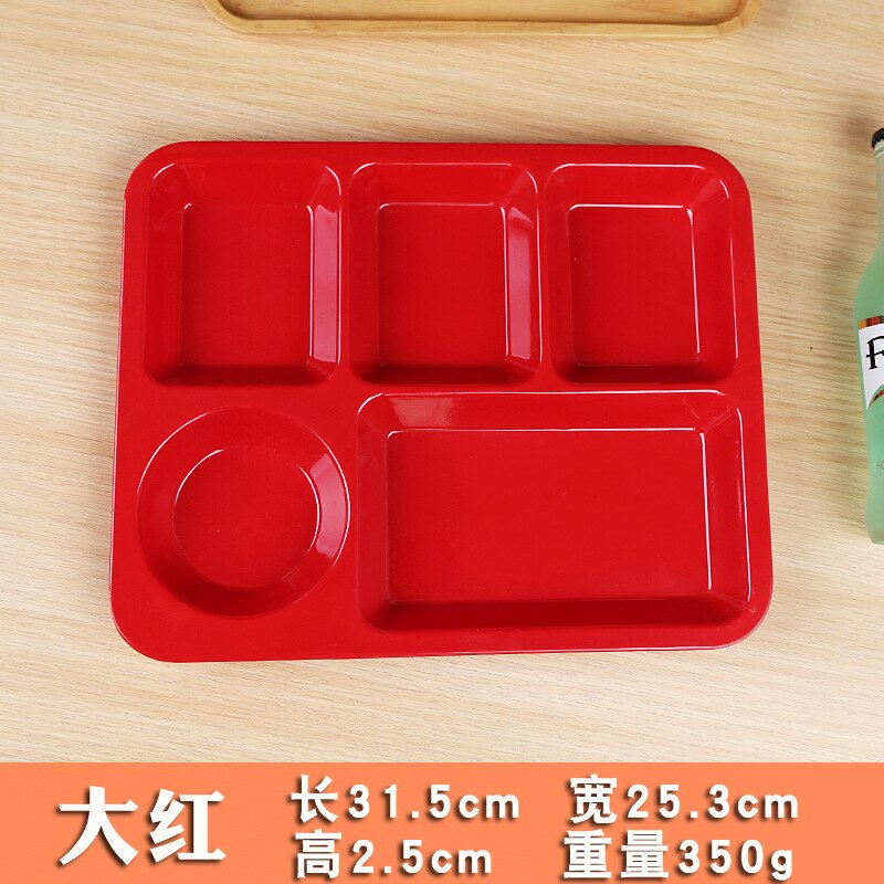 12.5 Inches Divided Plates,Melamine Tray Plate,Stackable,Dishwasher Safe (blue),Imitation Porcelain 5 Grid Fast Food Plate: 12