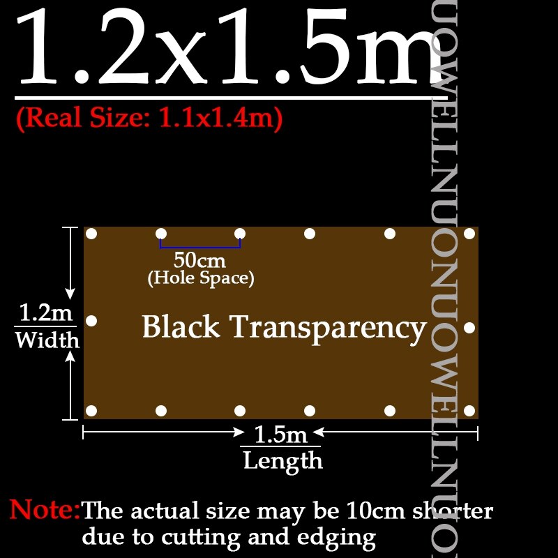 Custom 0.35mm Thick PVC Rainproof Cloth Black Transparent Tarpaulin Garden Plant Awning Aiti-UV Sun Protective Waterproof Cover: 1.2x1.5m