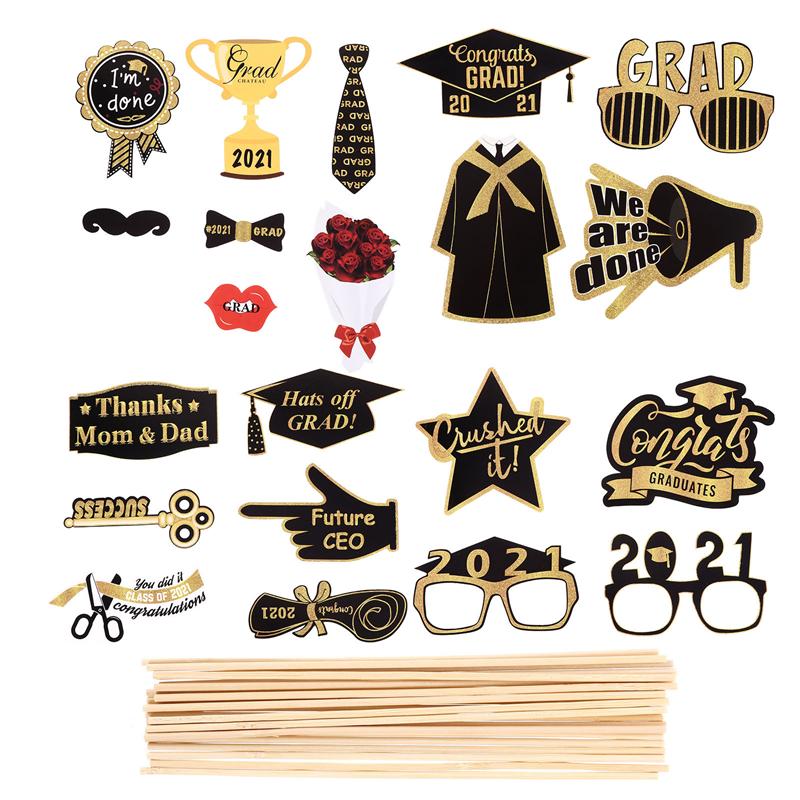 20pcs Handheld Graduation Shooting Props Party Photography Props Photo Supplies