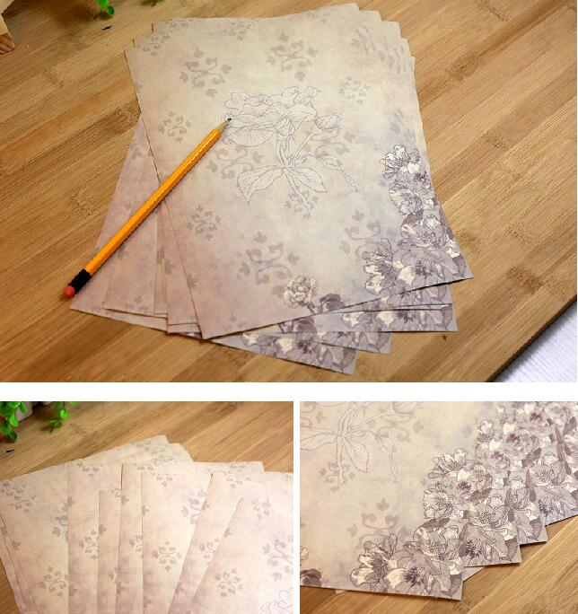 Papel de escritura Floral Vintage para escritura a mano, de flores surtidas, papel decorativo, Papel Kraft imprimible, 5 uds.: Jasmine