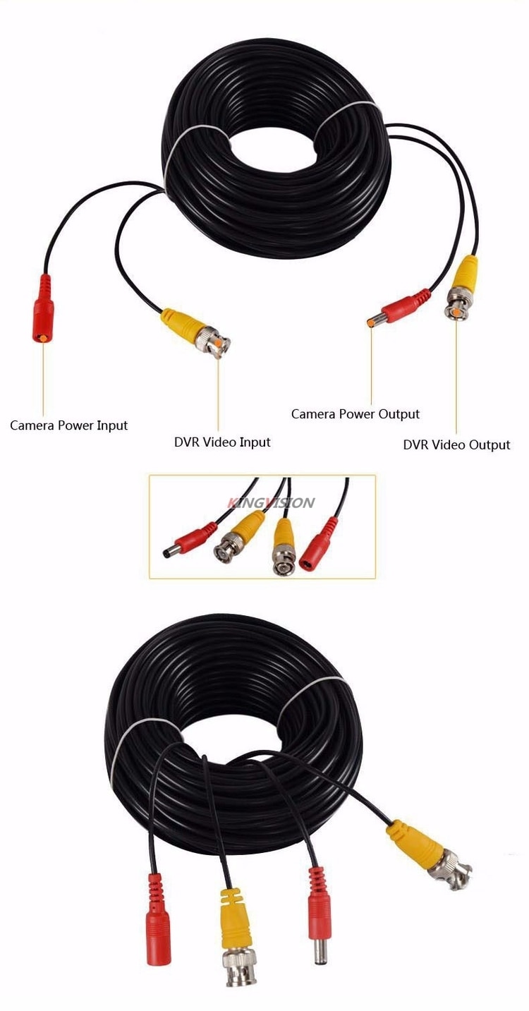 Hi-Q 50M WIRE Video +Power Cables Camera extend Wires for CCTV DVR Surveillance System with BNC DC 2in1 Connectors Extension