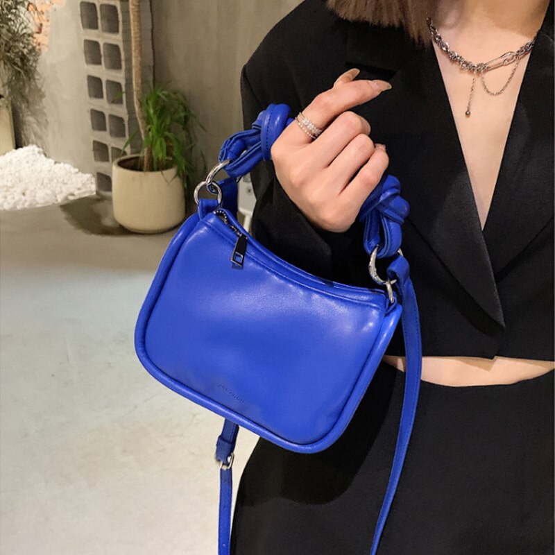 Women&#39;s Shoulder Bags 2022 Mini PU Leather Purses and Handbags Female Shopper Casual Solid Color Square Bags with Handle