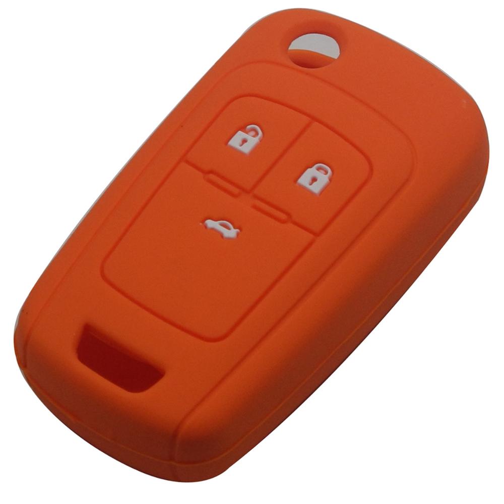 Funda de silicona para la llave del coche con control remoto billechave para Chevrolet Cruze Holder 3 botones de goma Flip Protector de llave plegable: orange