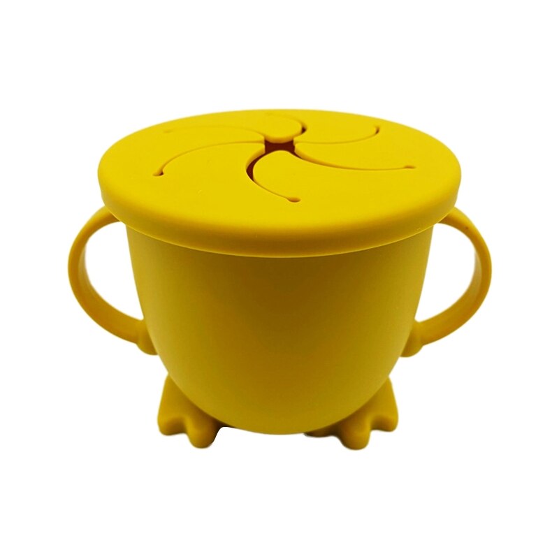 200ml baby spedbarn læringe fôringe matte bolle kopp oppbevaringsbeholder låve tallerken med håndtak silikon matbit retter: Gul