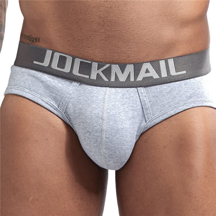 JOCKMAIL Men Briefs Underwear Men&#39;s Sexy Breathable Underpants Cottonl Comfortable Mens Underwear Shorts Cueca Gay Male Panties: Gray / XXL