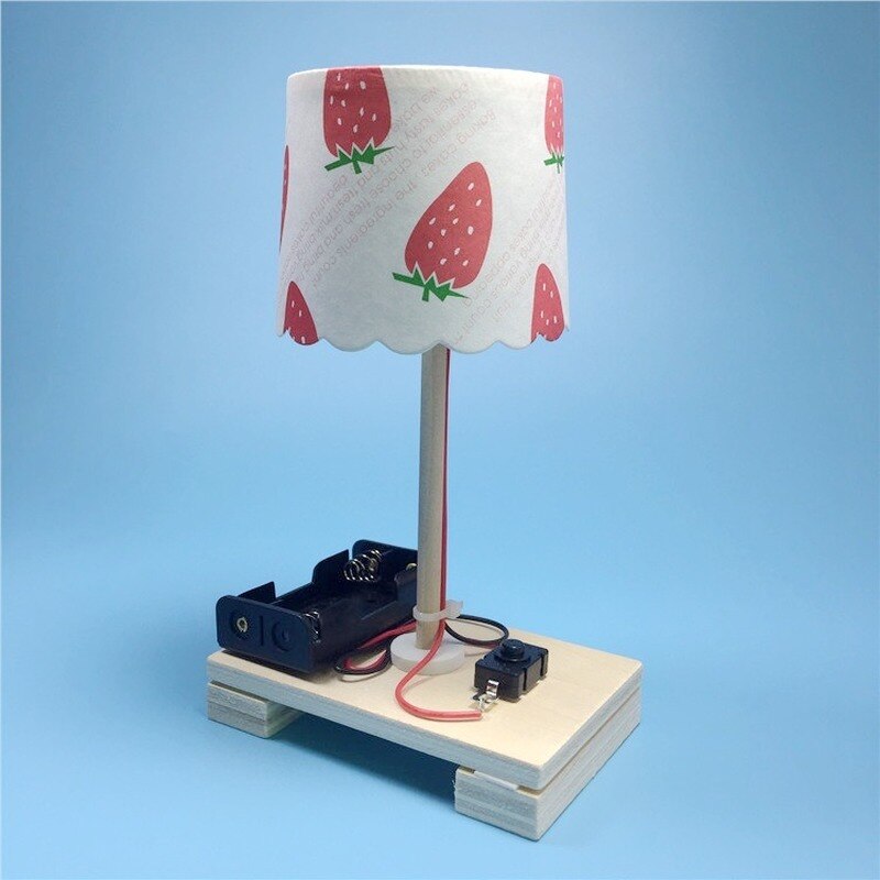 1Pcs Electric Gizmo Wooden Assembling Blocks Small Table Lamp Toys DIY Student Science Technology Model Brain Game Toy