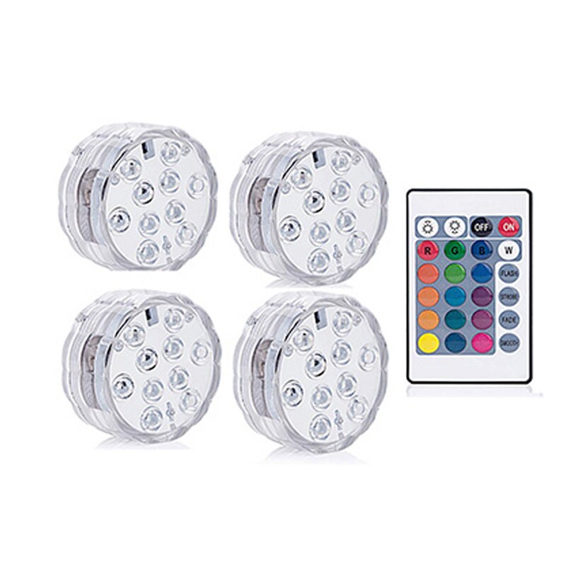 10 Led Remote Controlled RGB Submersible Light Battery Operated Divinglight Lamp Outdoor Vase Bowl Garden Party Decoration Lamp: T4