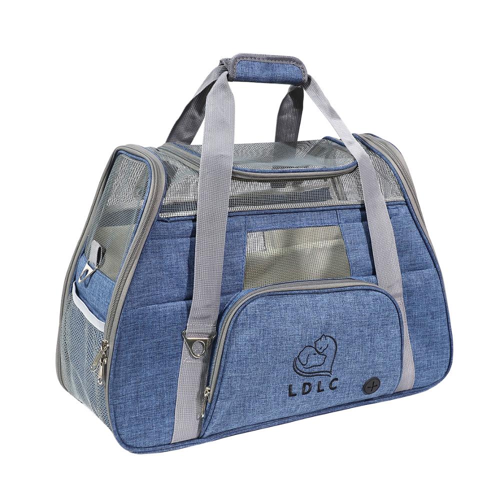 Portable Cat Carrier Bag Pet Puppy Travel Bags Breathable Mesh Dog Backpack Cat Carrier Outgoing Foldable Zipper Pets Handbag: Blue
