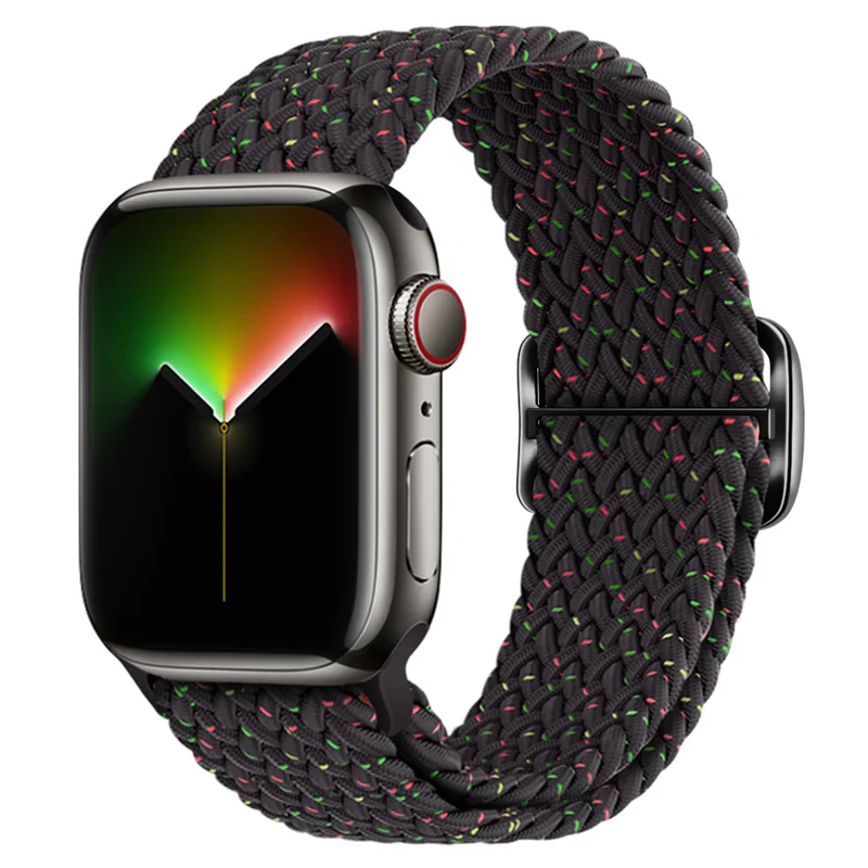 Bracelet à boucle tressée pour Apple Watch Band, Bracelet en nylon élastique, 44mm, 40mm, 49mm, 45mm, 41mm, 46mm, 42mm, iWatch Series 10, 9, 8, SE, 6, 7 Ultra: Lumière blanche Broches / 12mm