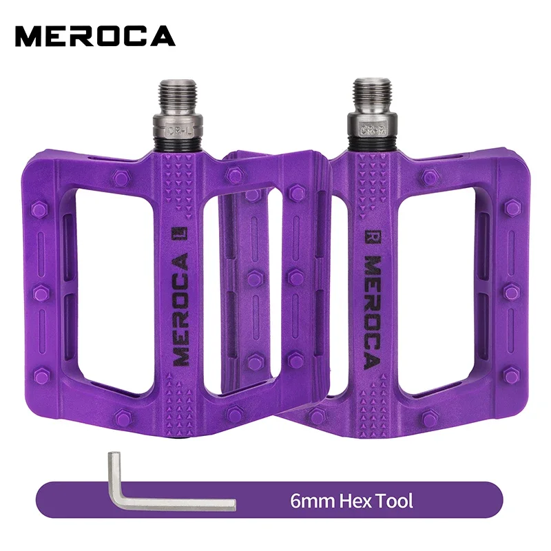 MEROCA Nylon Fietspedaal Verbreed Antislip Mountainbike Pedalen Wegfietspedaal Universeel Fietspedaal: Bordeaux