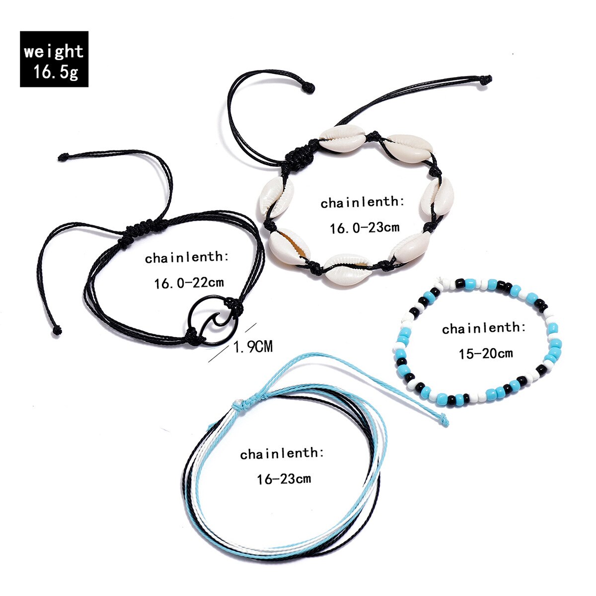 Bohemen Zwarte Golven Enkel Armband Set Voor Vrouwen Shell Rijst Kraal Ketting Op Voet Enkelbandje Vrouwelijke Boho Zomer Sieraden