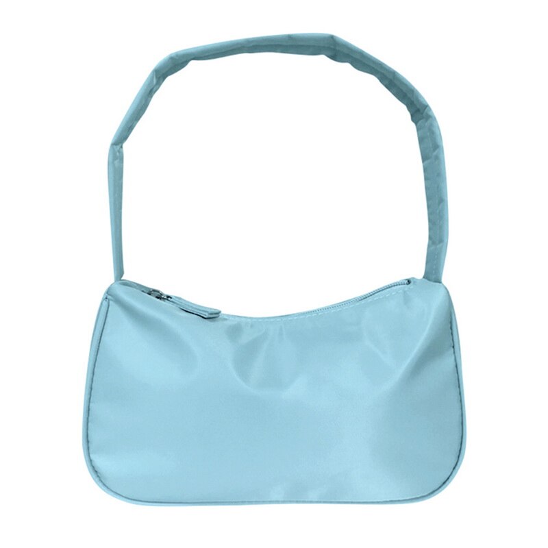 Spring Summer Woman Trendy Green White Single Strap Handbags PU Leather Zipper Shoulder Bag Female Handbag: blue B