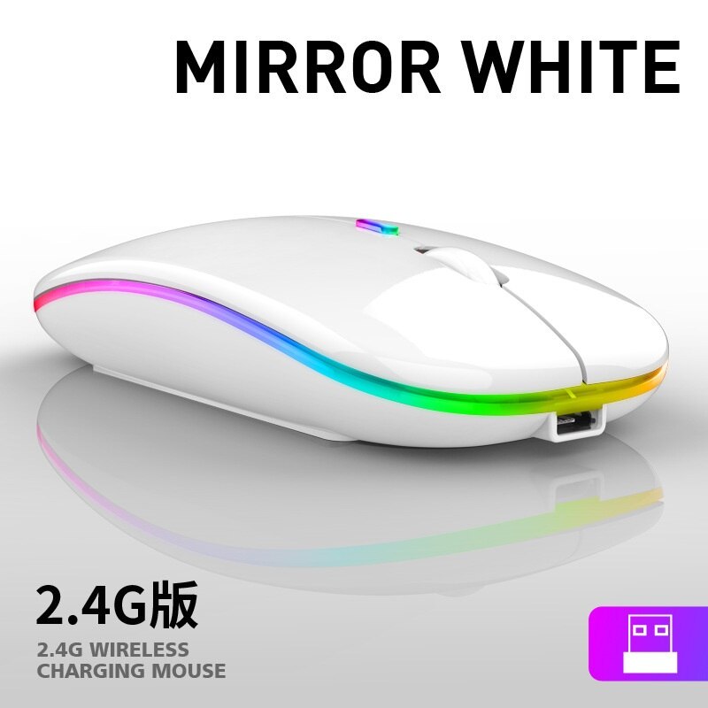Dual-Mode Bluetooth 2.4G Wireless Mouse for Laptop Rechargeable Mouse Wireless Computer Silent Mause Mini Optical Mouse: 2.4G White