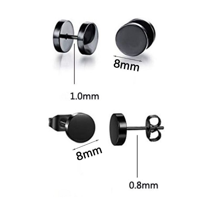 6 Pair/set Trend Men Women Stainless Steel Personality Punk Earrings Unisex Ear Buckle Stud Jewelry