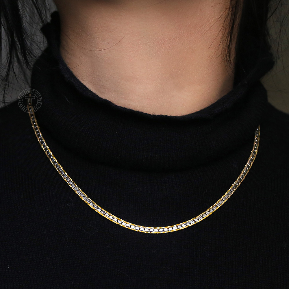 4mm goldgefüllte halsketten für damen und herren, mix aus silber und farbe, kleine rolo-cashew-schlangenketten, einzigartige schmuckstücke  gn496