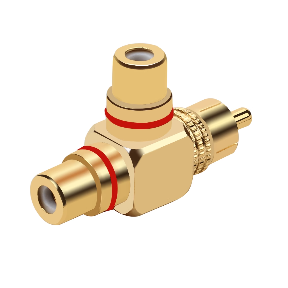 RCA-Adapter, 90 Grad rechtwinkliger Stecker, 1 RCA-Stecker auf 2 schnallen-Buchse, Audio--Video-Y-Splitter, Metallstecker für TV-Lautsprecher: Rosa