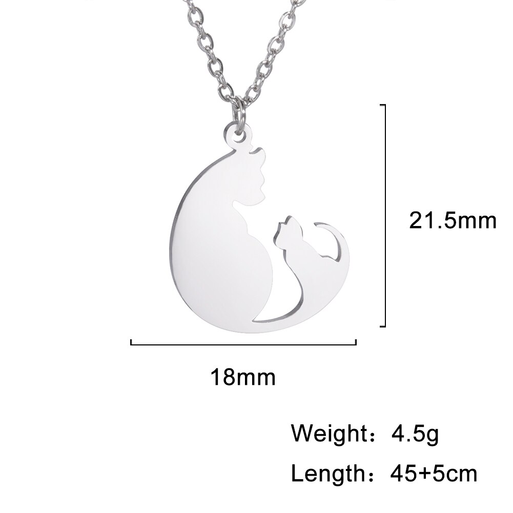 Cazador Cute Walking Cat Pendant Chain Necklaces Stainless Steel Jewelry Simple Cat Curved Choker Necklaces Women Party Wedding: Steel color