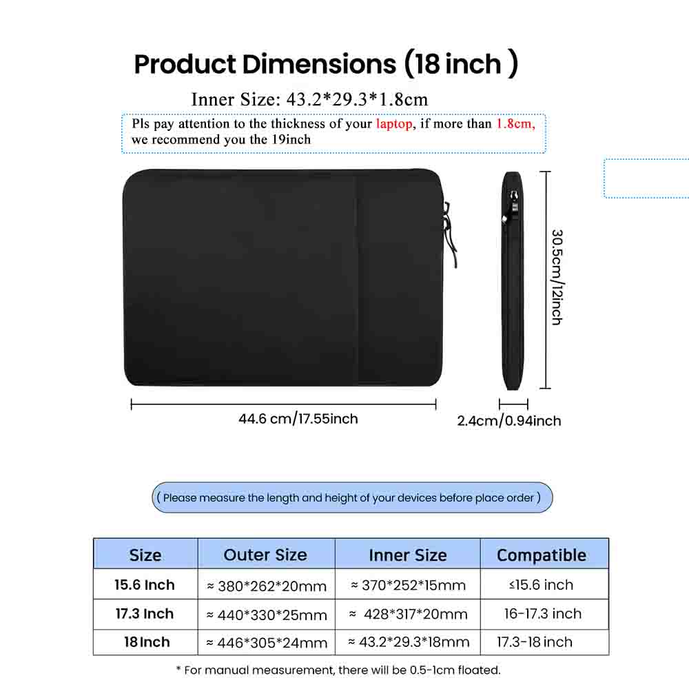 Cdisplay-bolsa para ordenador portátil, funda para portátil de 18, 17 y 15,6 pulgadas, para MacBook Pro 16, 14, 13, Monitor portátil, Thinkpad, Dell