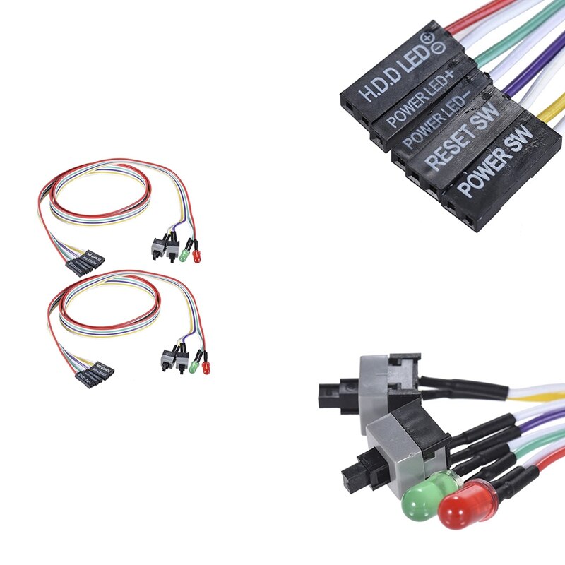 Atx-computergehäuse-ein-/ausschalterkabel mit 2 leds (rot/grün), kabel für die frontblende (,65cm stück)